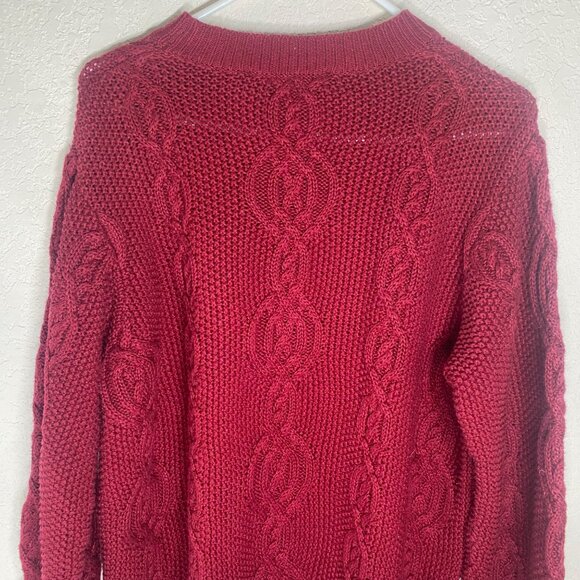 Ruff Hewn Chunky Cable Knit Sweater Womens L Ramie Cotton Crew Neck Cabin Core - Picture 7 of 13
